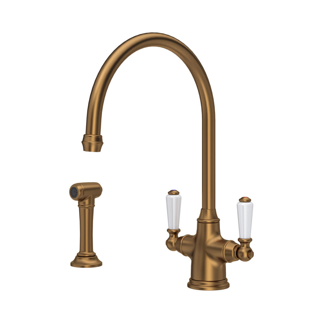 Perrin & Rowe Phoenician Monobloc Sink Mixer with Rinse (Two Lever)