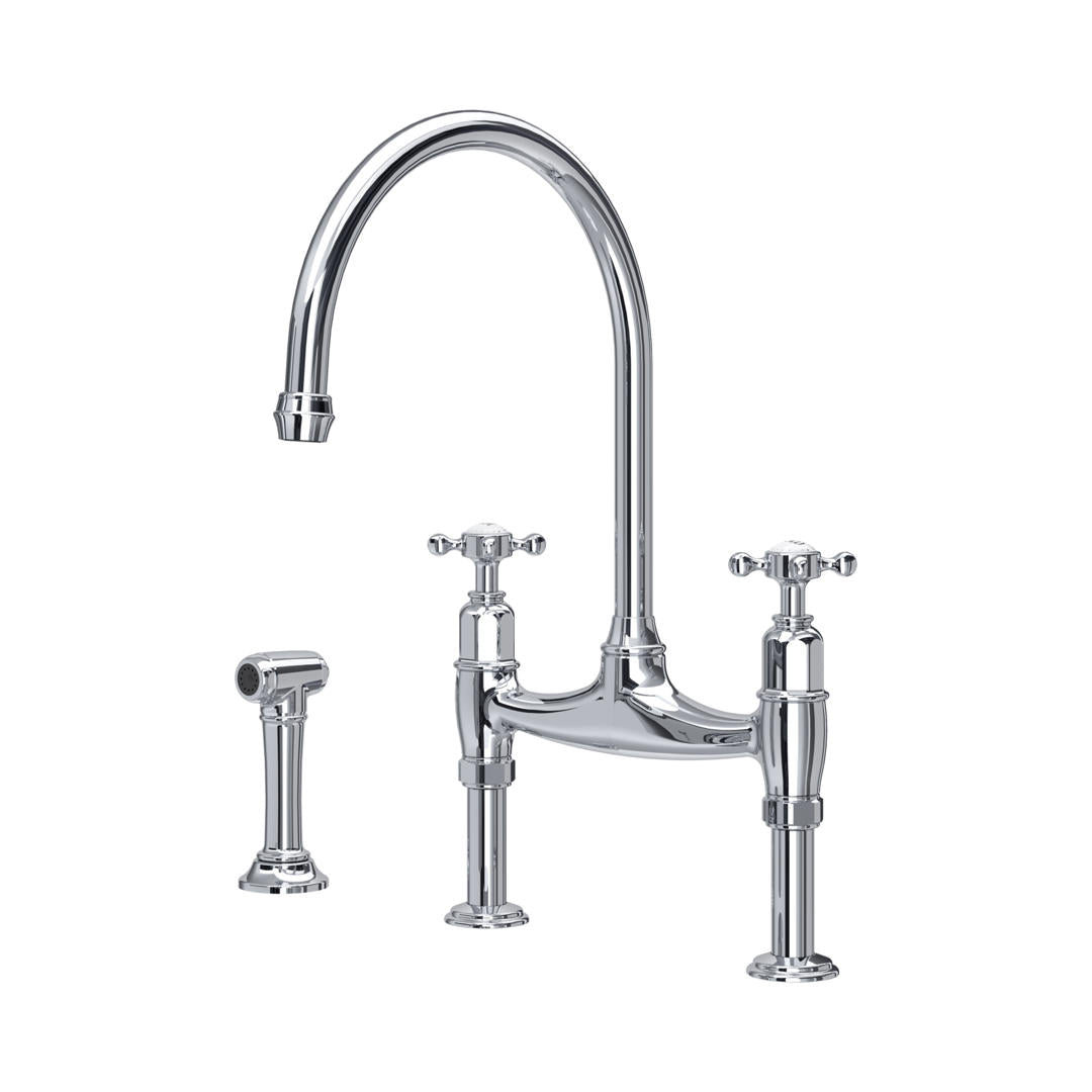 Perrin & Rowe Ionian Crosshead Bridge Sink Mixer with Rinse