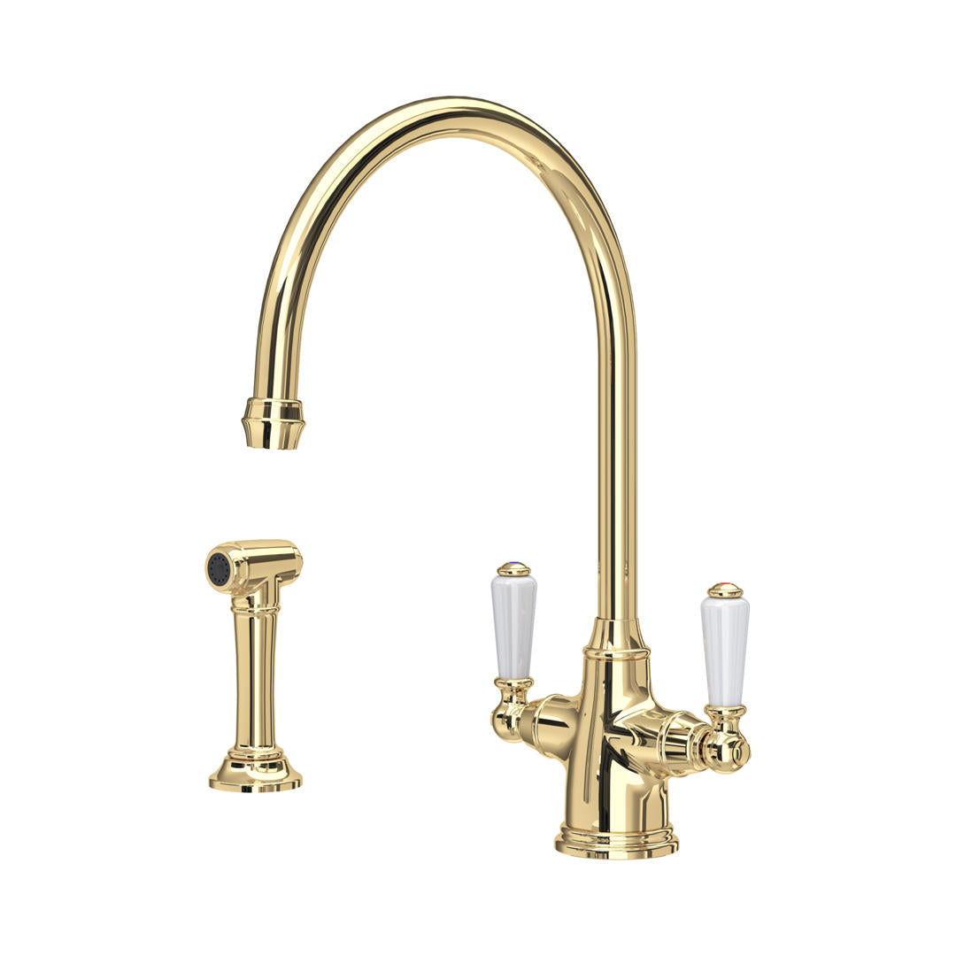 Perrin & Rowe Phoenician Monobloc Sink Mixer with Rinse (Two Lever)